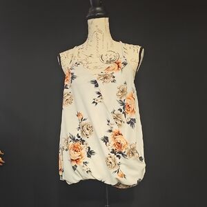SHEIN Floral Tank Top - Cream and Orange